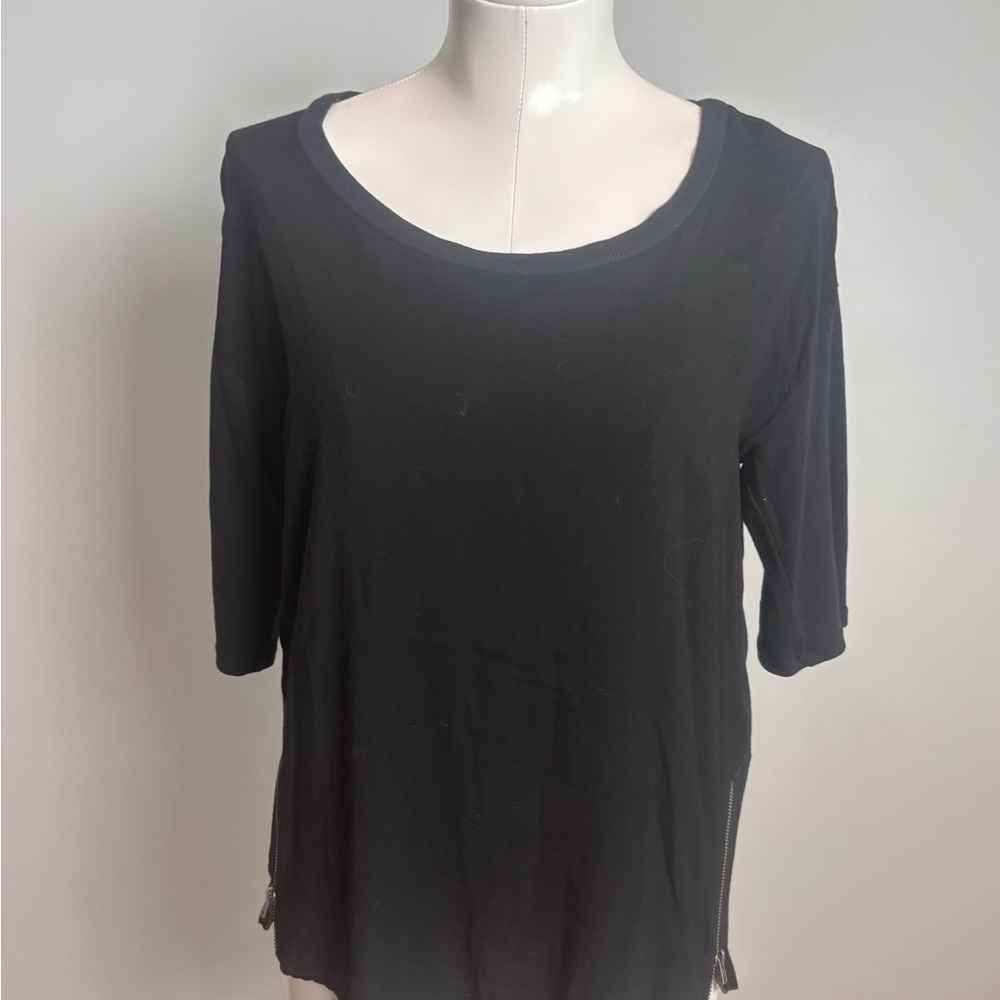 Splendid Black Women's Blouse with Zipper Accents
